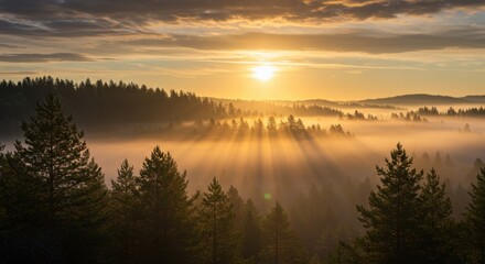 Fototapeta premium sunrise over the forest