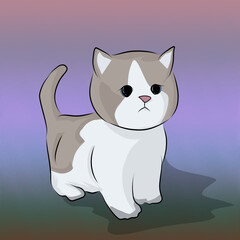 Cute cat with rainbow color combination background