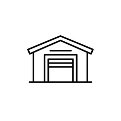 Simple outline of a storage warehouse in minimalist style  