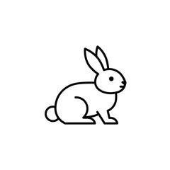 Obraz premium Line art of a rabbit sitting in a minimalistic style Concept of icon 