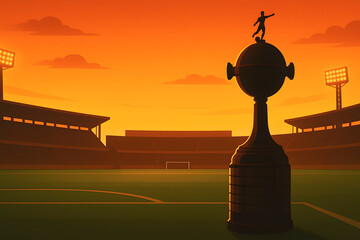 Fondo ilustrado de un estadio con copa