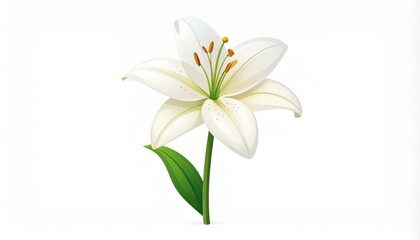 Fototapeta premium Elegant White Lily Illustration On White Background
