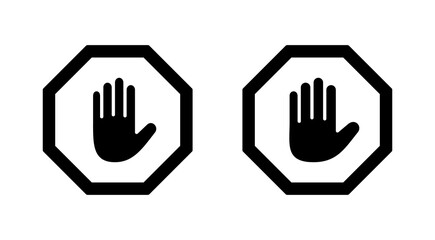 Fototapeta premium Stop icon vector. stop road sign. hand stop sign and symbol. Do not enter stop red sign with hand