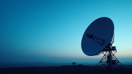 Mysterious satellite dish standing against serene night sky landscape