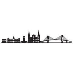 Charleston skyline horizontal banner. Black Charleston City, South Carolina. Vector template for your design. Vector black silhouette. with white background