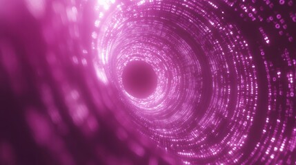 Abstract tunnel of glowing pink circles