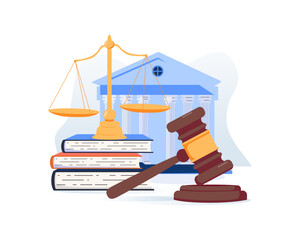 Law and justice concept, Law firm and legal services. Flat vector illustration. Public legal consultation, Lawyer, Legal
