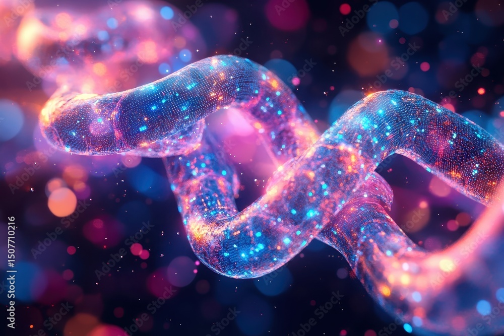 Aufkleber Innovative digital chain links with vivid colors illustrating technology and connectivity in a futuristic design presentation