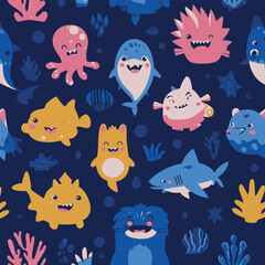 Laughing fish vector set