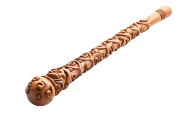 Carved Korean drumstick used in cultural performances and rituals Isolated on transparent background.