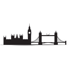 Obraz premium Vector London skyline. Travel London famous landmarks. Business and tourism concept for presentation, banner, web site. Vector black silhouette. with white background