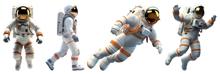 PNG Astronauts floating in space, element set on transparent background