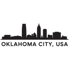 Naklejka premium Oklahoma City skyline horizontal banner. Black Oklahoma City, USA. Vector template for your design. Vector black silhouette. with white background
