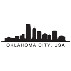 Naklejka premium Oklahoma City skyline horizontal banner. Black Oklahoma City, USA. Vector template for your design. Vector black silhouette. with white background