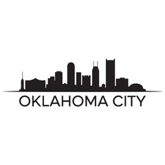 Obraz premium Oklahoma City skyline horizontal banner. Black Oklahoma City, USA. Vector template for your design. Vector black silhouette. with white background