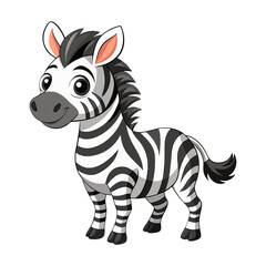 Cute cartoon zebra isolated on white background. Side view. Vector illustration.