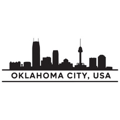 Naklejka premium Oklahoma City skyline horizontal banner. Black Oklahoma City, USA. Vector template for your design. Vector black silhouette. with white background