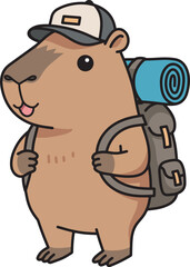 Capybara Hiking Adventure Illustration 
