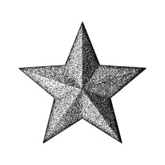 Illustration of a star in vintage stipple engraving style isolated on transparent background
