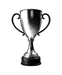 Illustration of a classic trophy in vintage stipple engraving style isolated on transparent background
