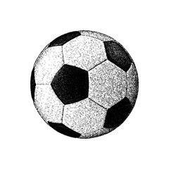 Obraz na płótnie Canvas Illustration of a football or soccer ball in vintage stipple engraving style isolated on transparent background