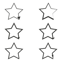 Outlined star icon. Arrow rotation shape. Vector navigation symbol. Simple black illustration.