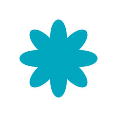 Bold abstract flower icon. Modern flower shape element. Minimal design with brutalist influences, y2k aesthetics, and contemporary style. Perfect for trendy graphic projects and artistic expressions.