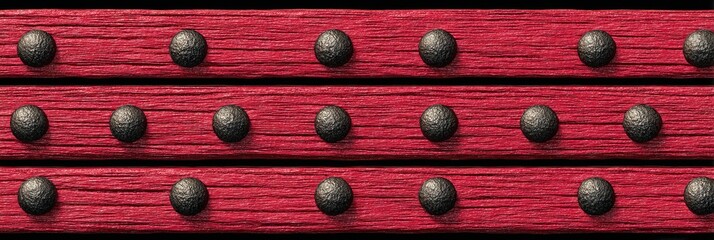 Red Decorative Wooden Texture With Metal Studs