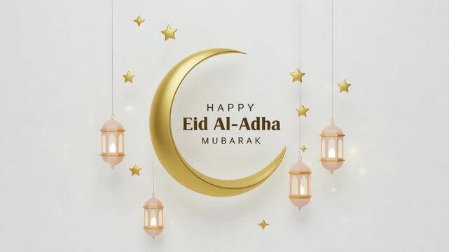 Celebration graphic design golden crescent moon, for ramadan kareem or eid mubarak. al fitr adha event ceremony background