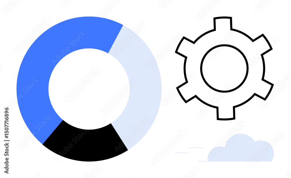 Poster circular chart with three segments, a gear icon symbolizing settings or automation, and a subtle clo