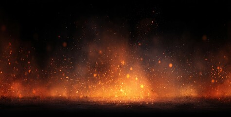 Fiery Sparks On Dark Ground Background