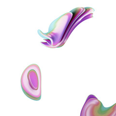 3d abstract fluid iridescent shape on transparent background