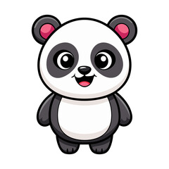 Fototapeta premium Cute cartoon panda isolated on white background. Front view. Vector illustration.