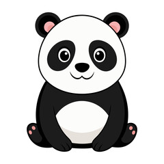 Fototapeta premium Cute cartoon panda isolated on white background. Front view. Vector illustration.