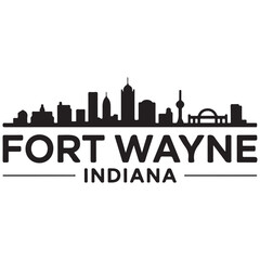 Fototapeta premium Fort Wayne skyline horizontal banner. Black Fort Wayne, Indiana. Vector template for your design. Vector black silhouette. with white background