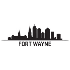 Naklejka premium Fort Wayne skyline horizontal banner. Black Fort Wayne, Indiana. Vector template for your design. Vector black silhouette. with white background