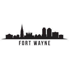 Naklejka premium Fort Wayne skyline horizontal banner. Black Fort Wayne, Indiana. Vector template for your design. Vector black silhouette. with white background