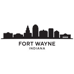 Fort Wayne skyline horizontal banner. Black Fort Wayne, Indiana. Vector template for your design. Vector black silhouette. with white background