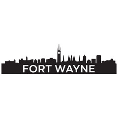 Fort Wayne skyline horizontal banner. Black Fort Wayne, Indiana. Vector template for your design. Vector black silhouette. with white background