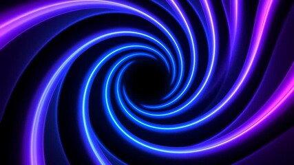 Abstract spiral vortex in neon blue and purple, glowing tunnel animation for futuristic and digital backgrounds - Powered by Adobe