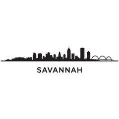 Fototapeta premium Savannah skyline horizontal banner. Black Savannah, Georgia. Vector template for your design. Vector black silhouette. with white background