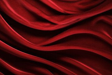 Obraz premium Elegant Red Silk Fabric with Smooth Waves and Deep Folds Creates a Luxurious Texture