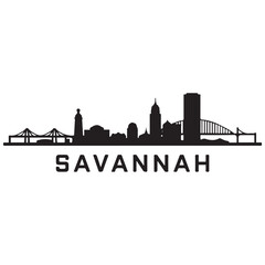 Savannah skyline horizontal banner. Black Savannah, Georgia. Vector template for your design. Vector black silhouette. with white background
