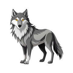 Cute cartoon wolf isolated on white background. Side view. Vector illustration.