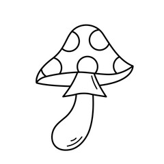 Fly agaric. Amanita. Hand drawn sketch icon of poisonous mushroom. Isolated vector illustration in doodle line style.