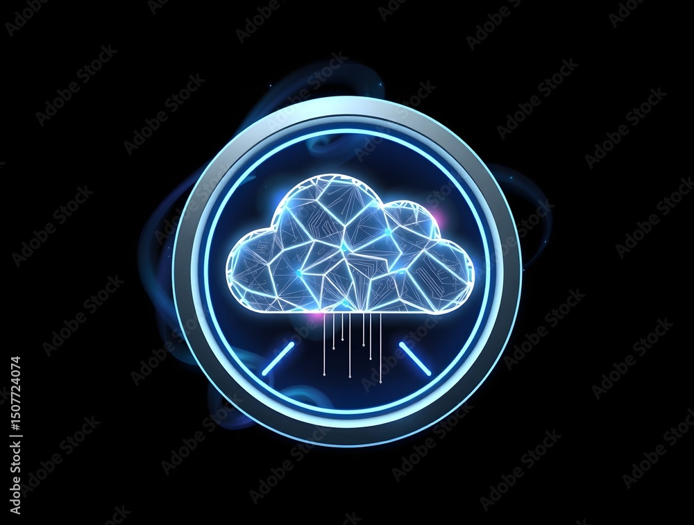 Poster abstract futuristic cloud computing network icon