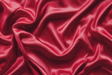Closeup Red Fabric Texture With Sparkling Folds