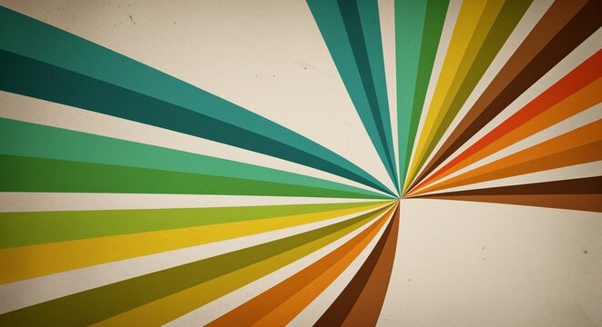 Explosive Rainbow Sunburst Radiating Vibrant Retro Colors From Central Focal Point
