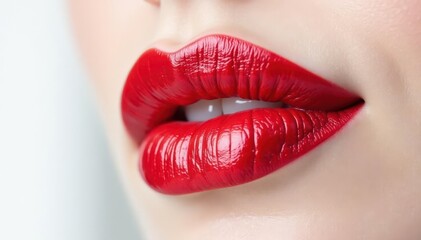 Close-up of vibrant red lipstick on pure white , vibrant, lipstick