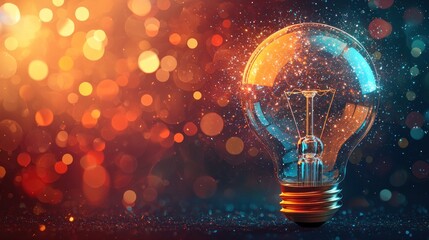 Illuminated Light Bulb with Expanding Sparkling Effect